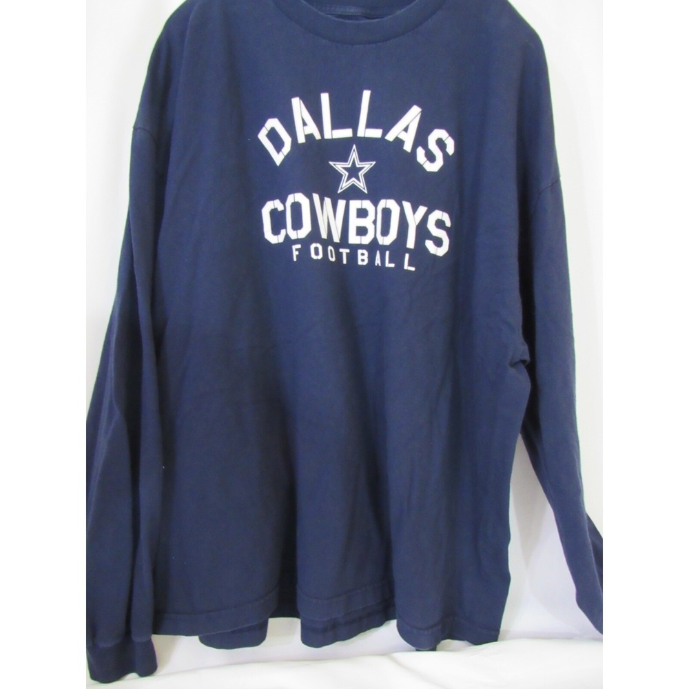 NFL Dallas Cowboys Blue Long Sleeve Cotton Raised Logo Crew-Neck T-Shirt Sz 3XL